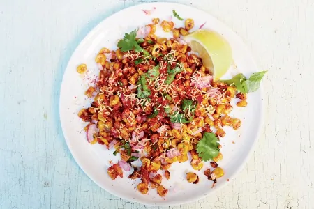 Blackened sweetcorn chaat