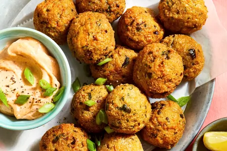 Crispy tofu and coriander balls