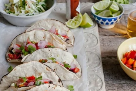 Lime and chipotle black bean tacos