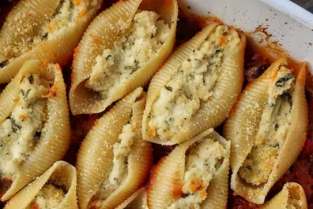 Stuffed shells with almond ricotta